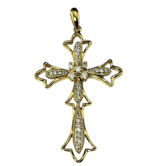 18 Karat Yellow Gold and Diamond Cross Pendant #20505 - Picture 1 of 8